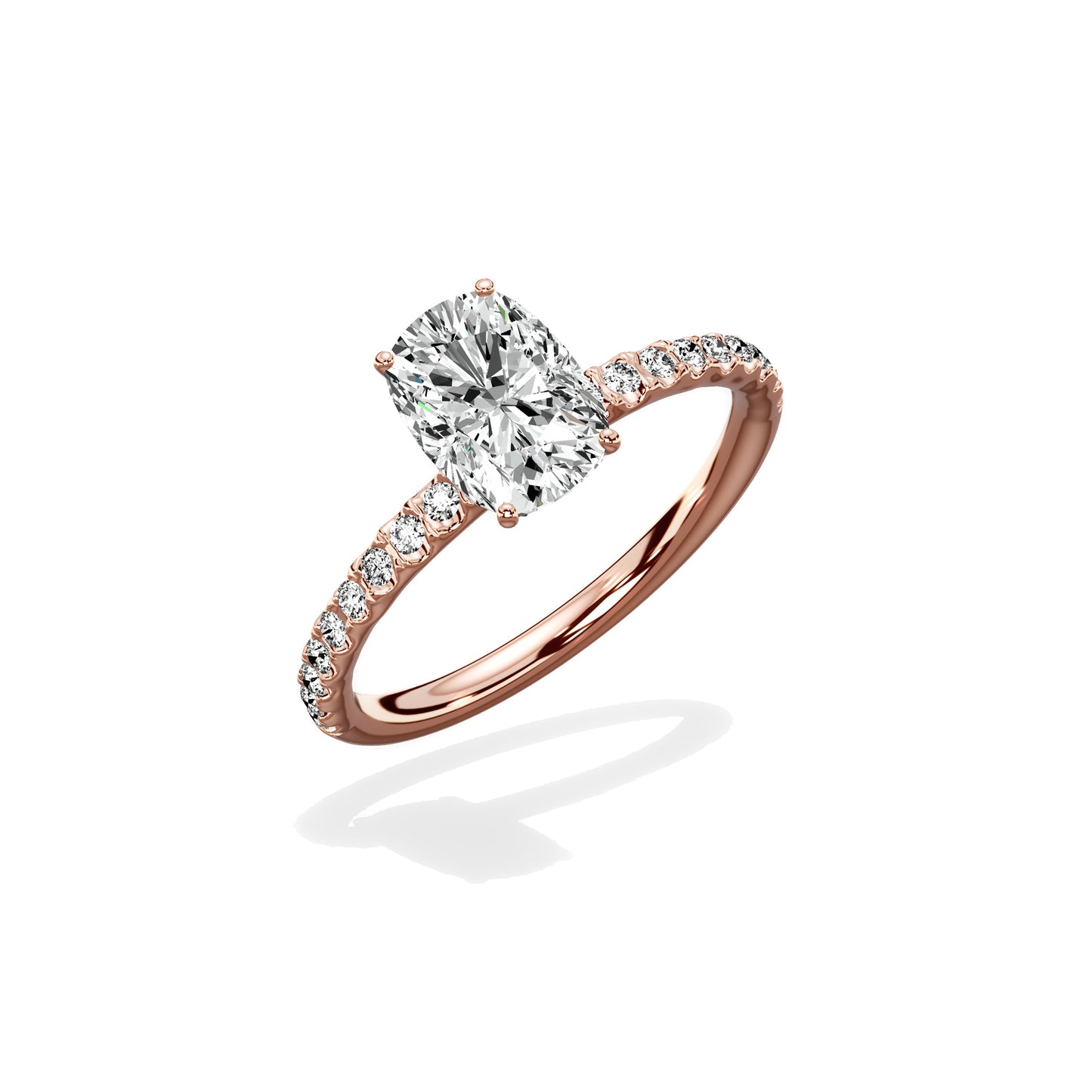 Martini Pave Solitaire Engagement Ring