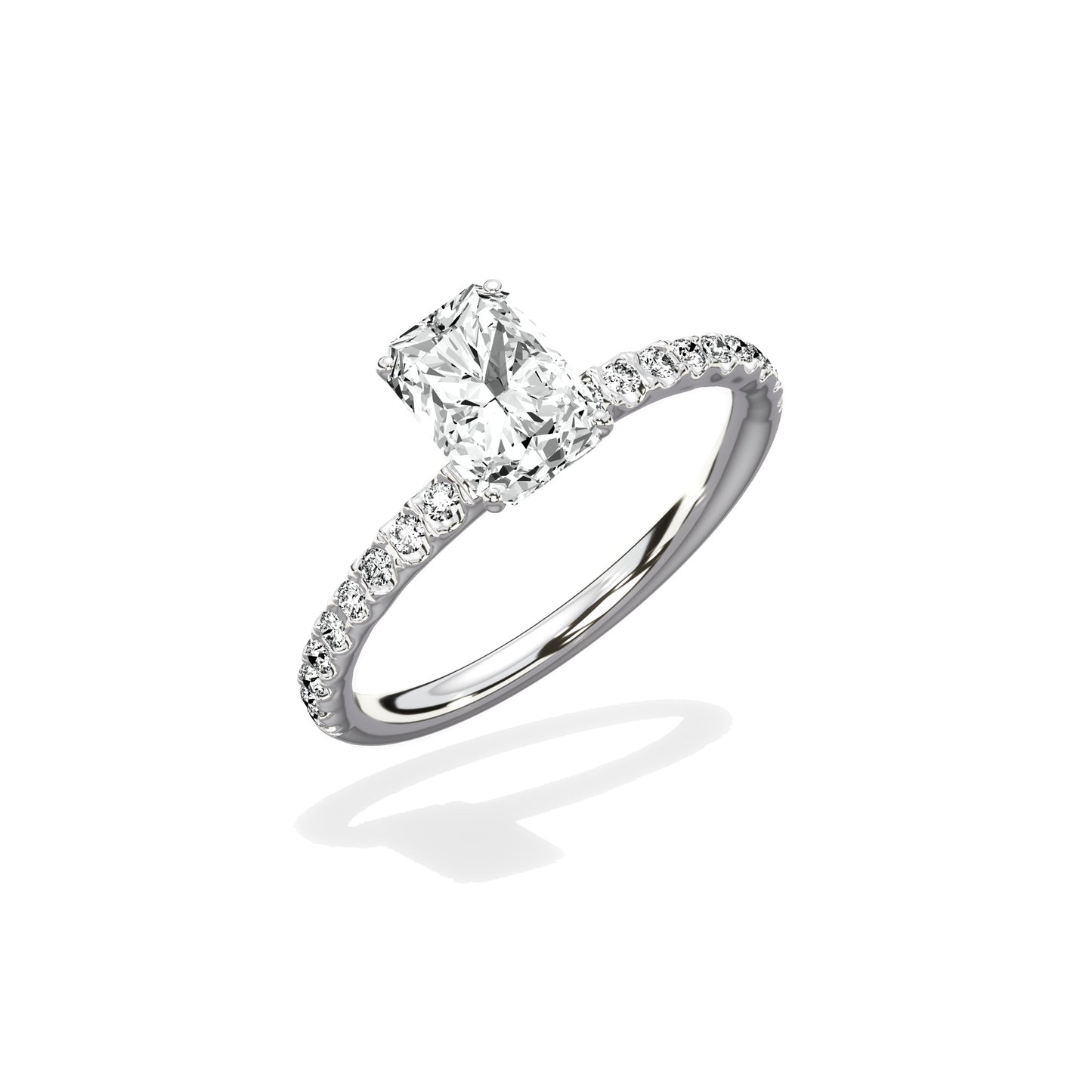 Martini Pave Solitaire Engagement Ring