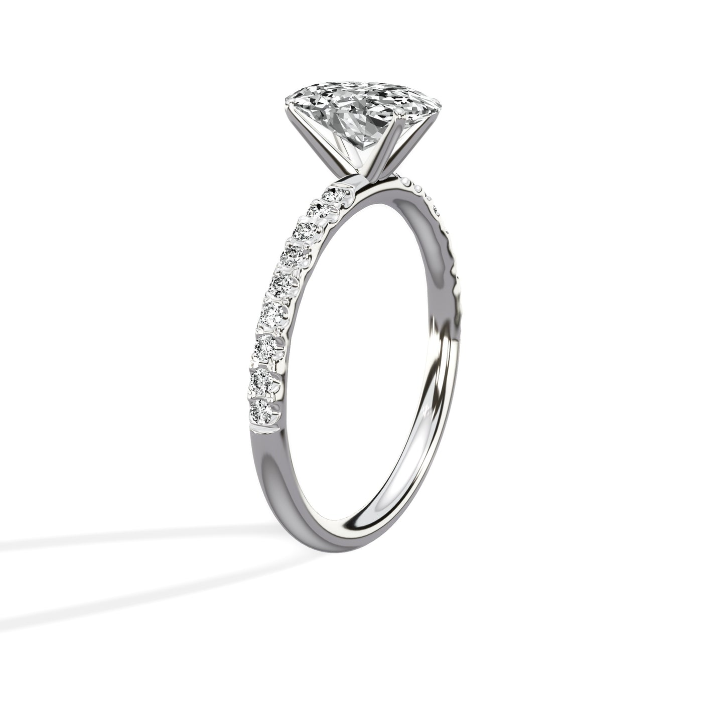 Martini Pave Solitaire Engagement Ring