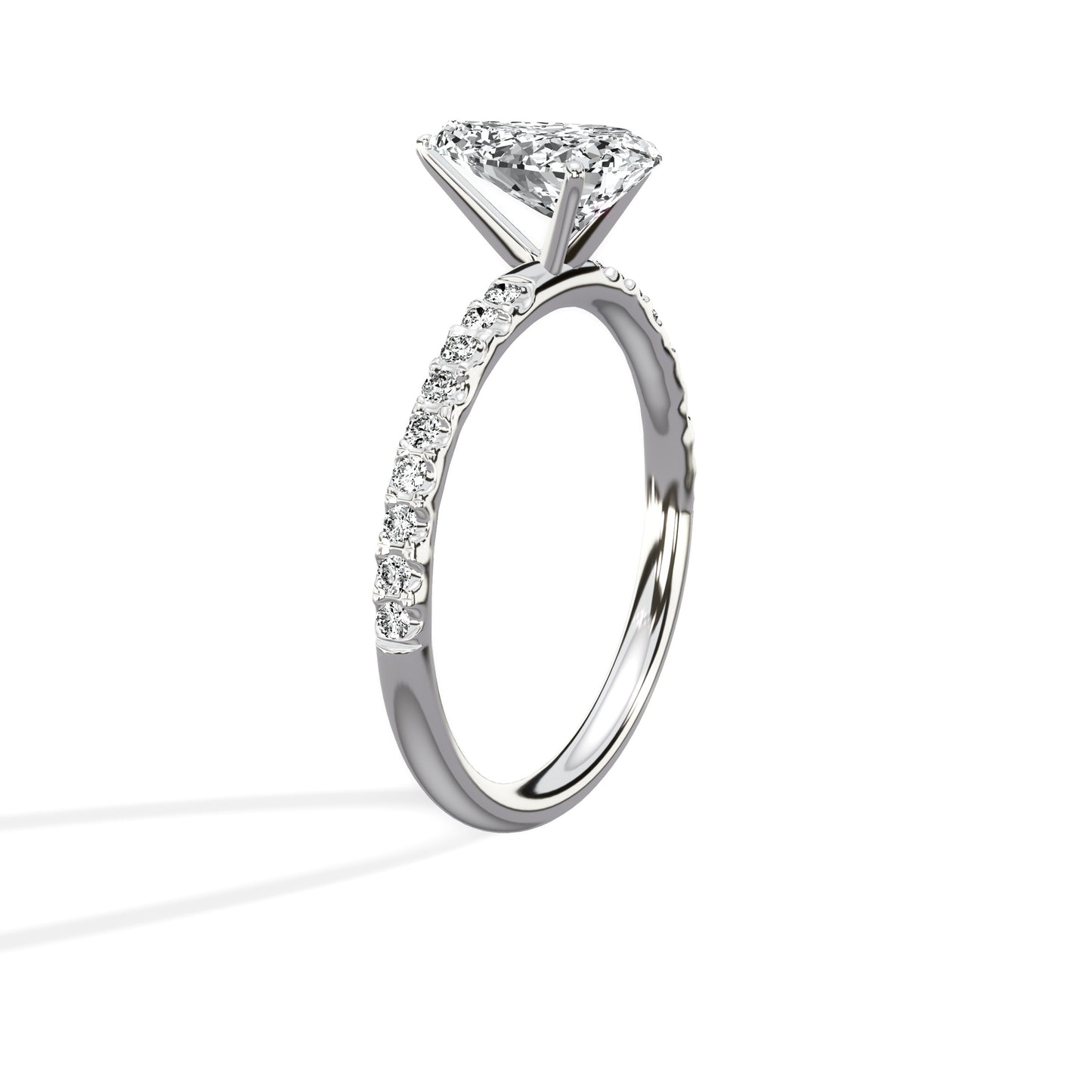Martini Pave Solitaire Engagement Ring