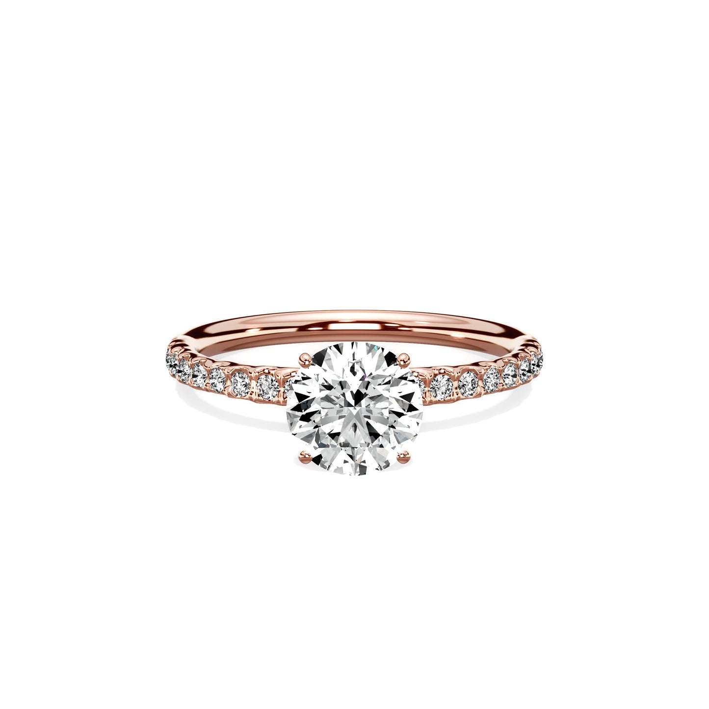 Martini Pave Solitaire Engagement Ring