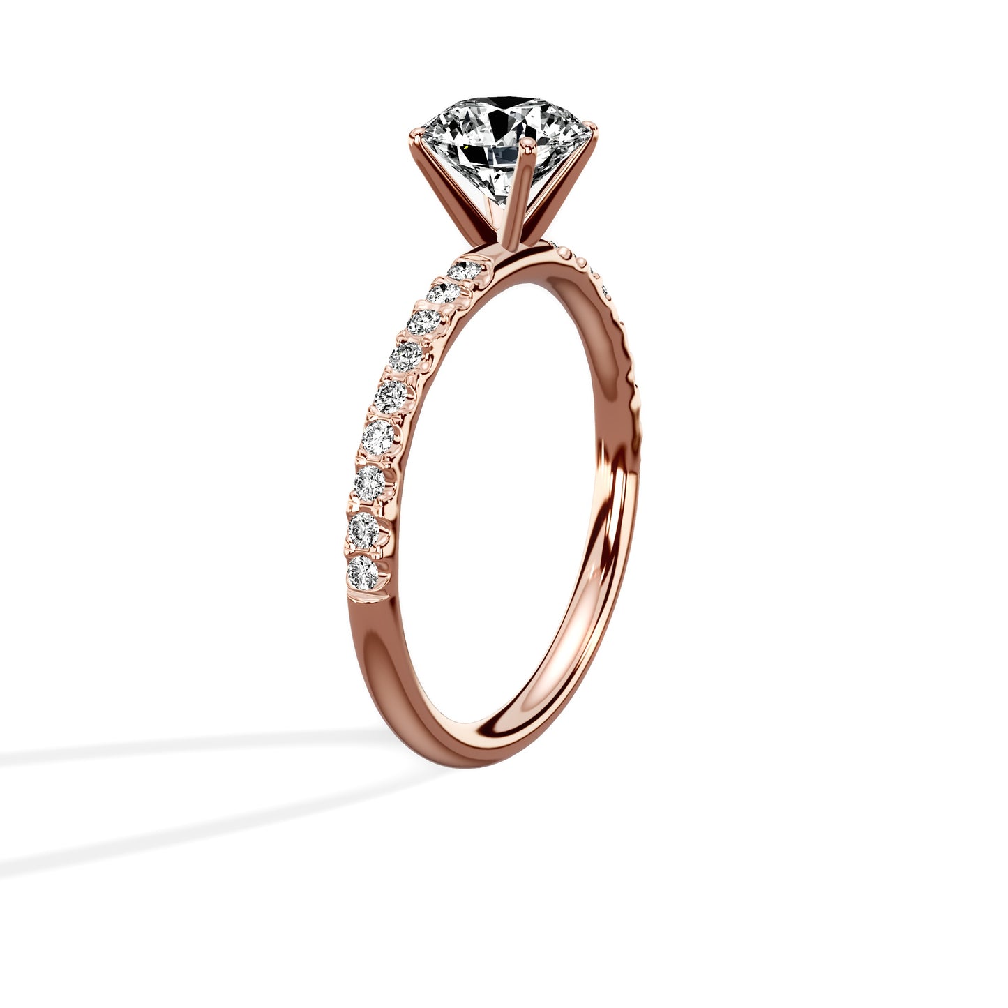 Martini Pave Solitaire Engagement Ring