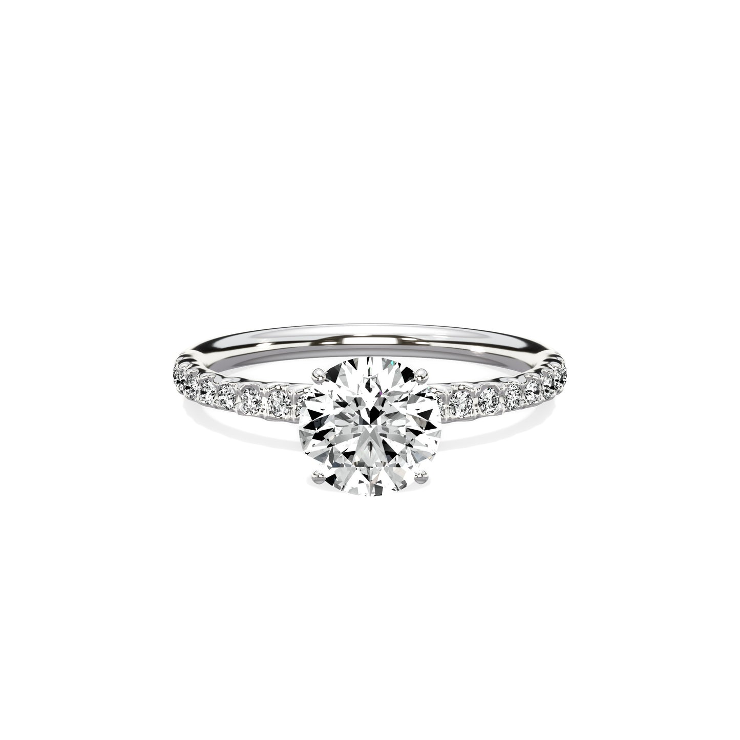Martini Pave Solitaire Engagement Ring