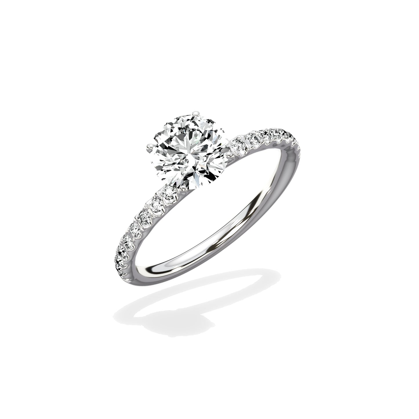 Martini Pave Solitaire Engagement Ring
