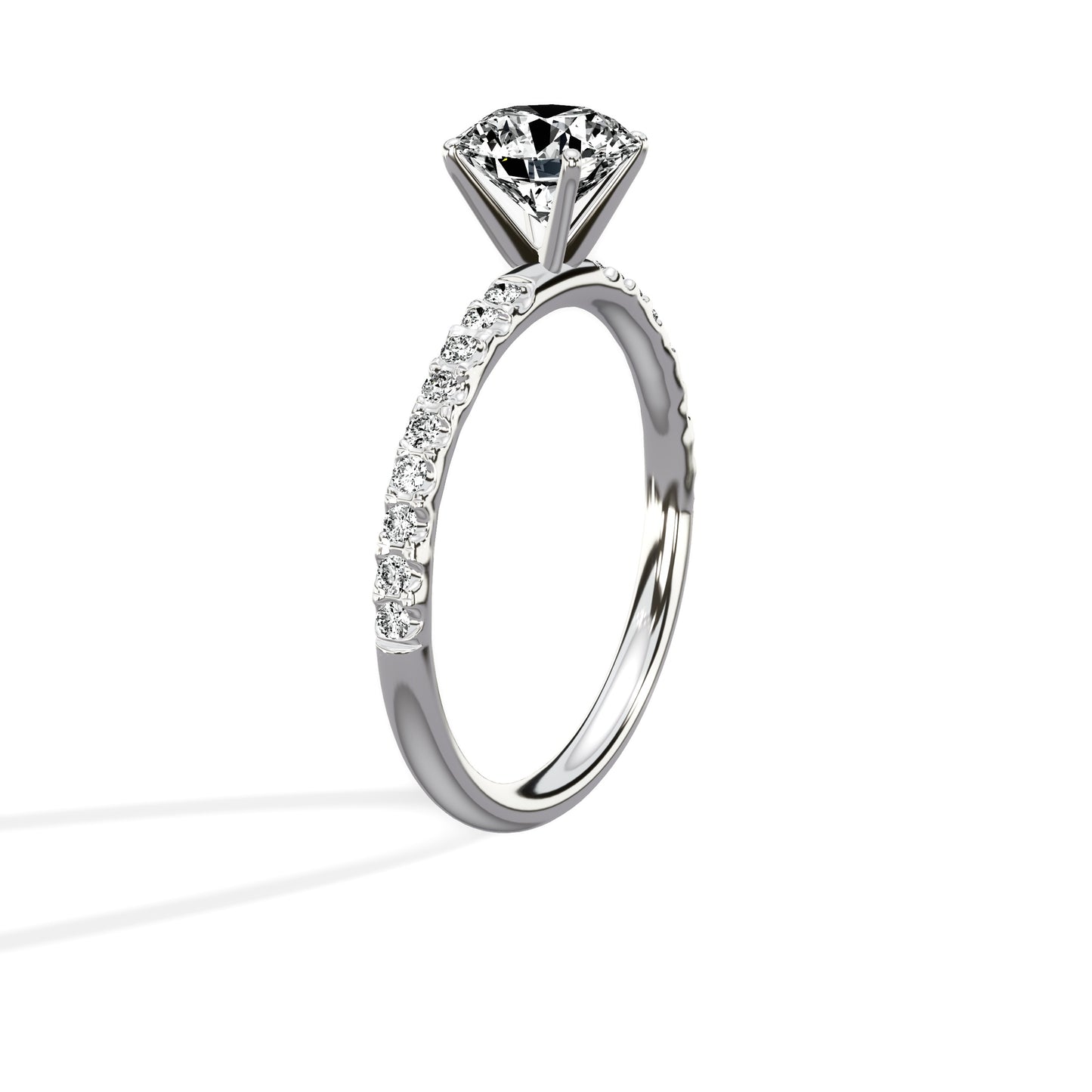 Martini Pave Solitaire Engagement Ring