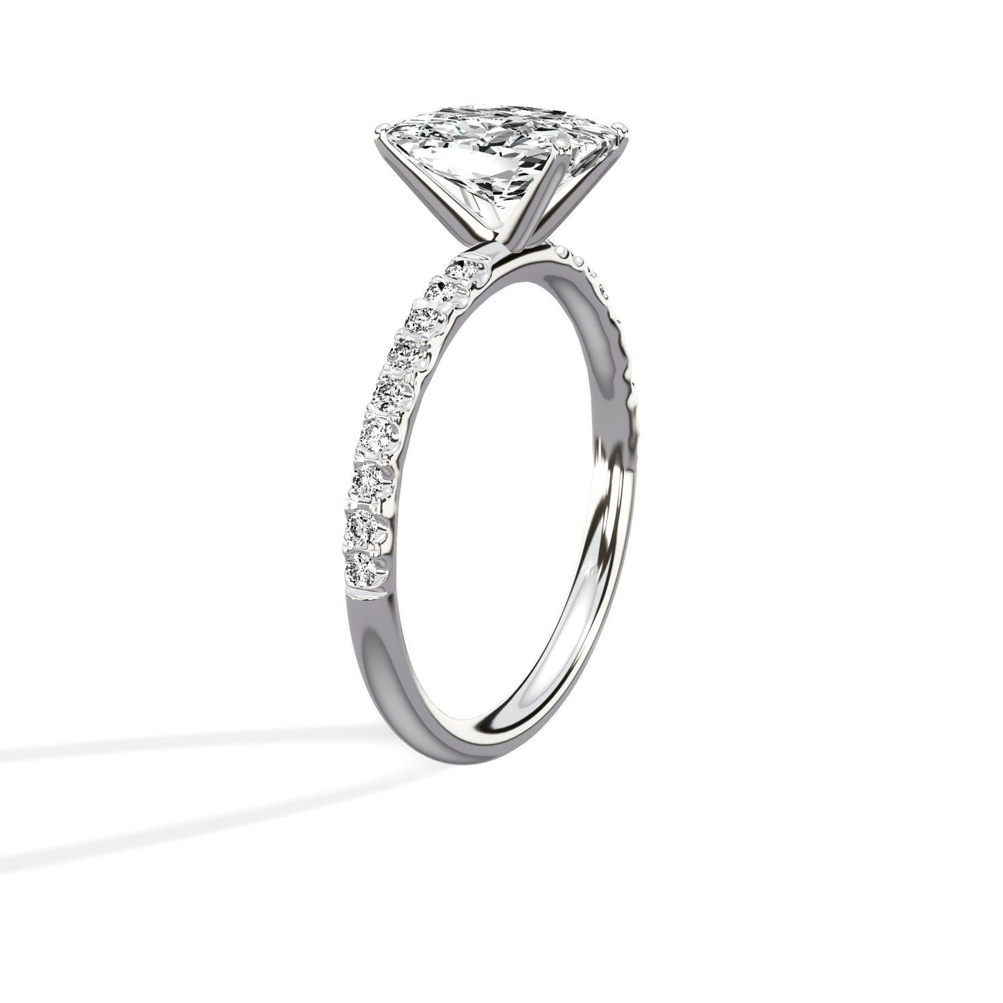 Martini Pave Solitaire Engagement Ring