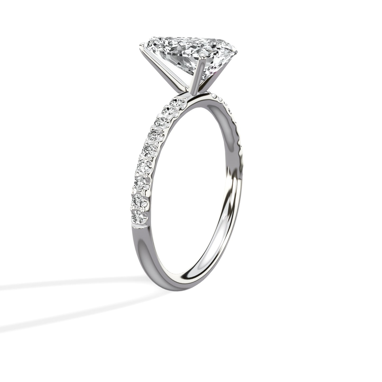 Martini Pave Solitaire Engagement Ring
