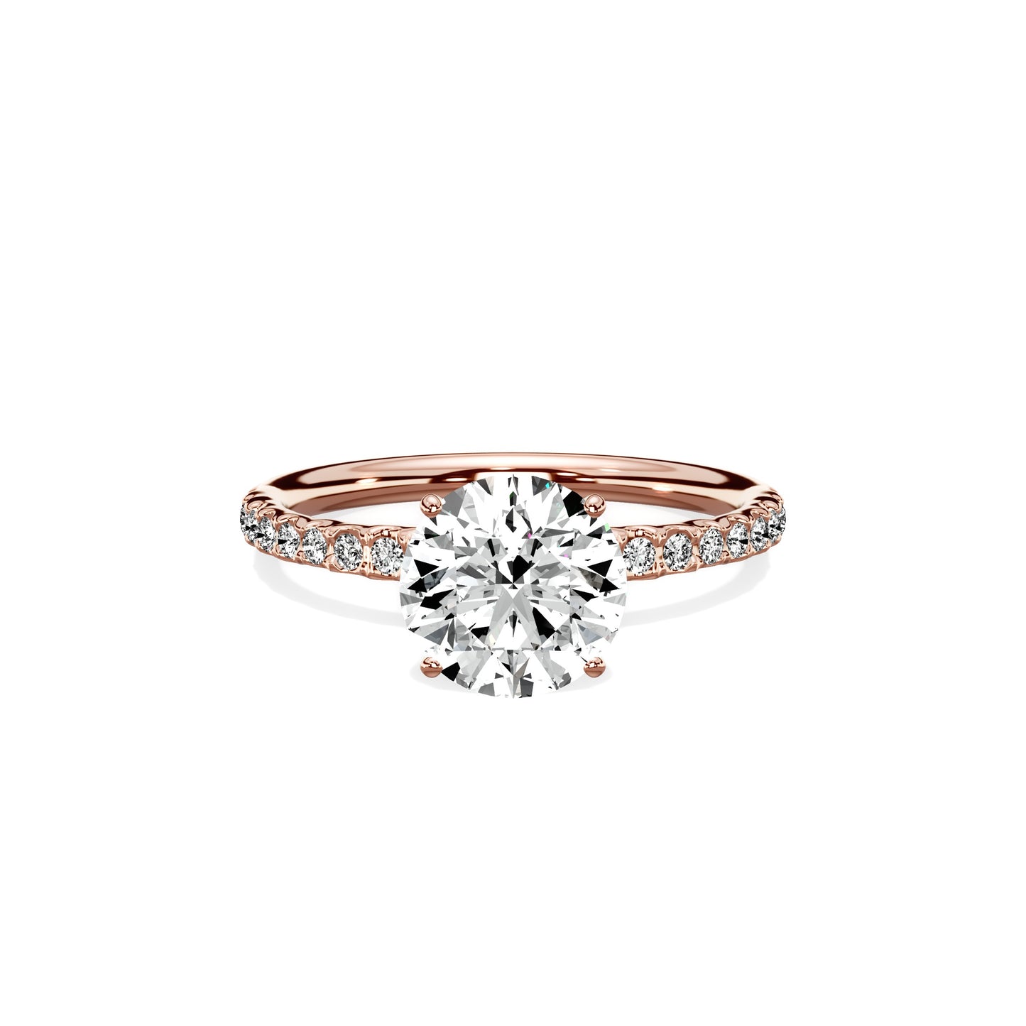 Martini Pave Solitaire Engagement Ring