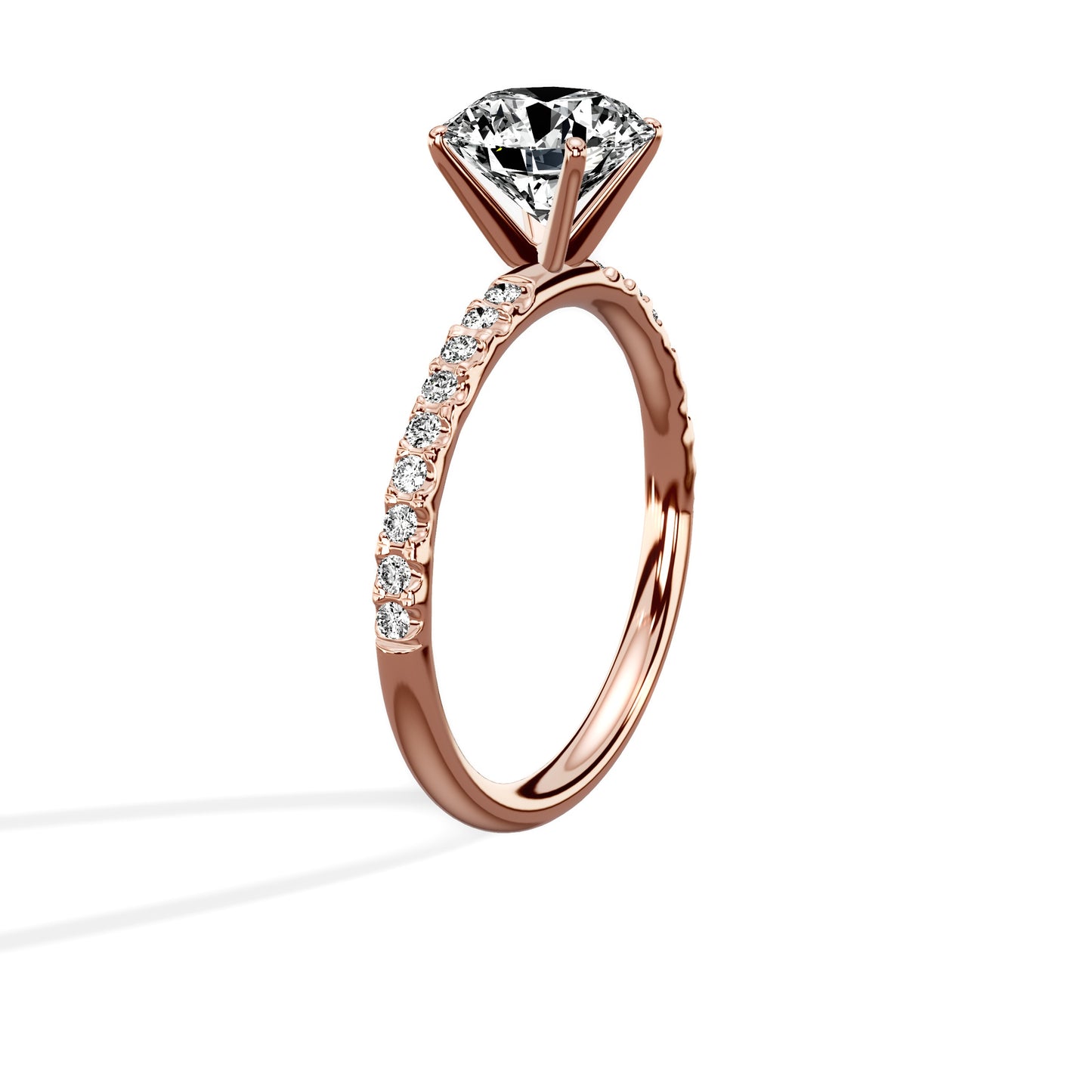 Martini Pave Solitaire Engagement Ring