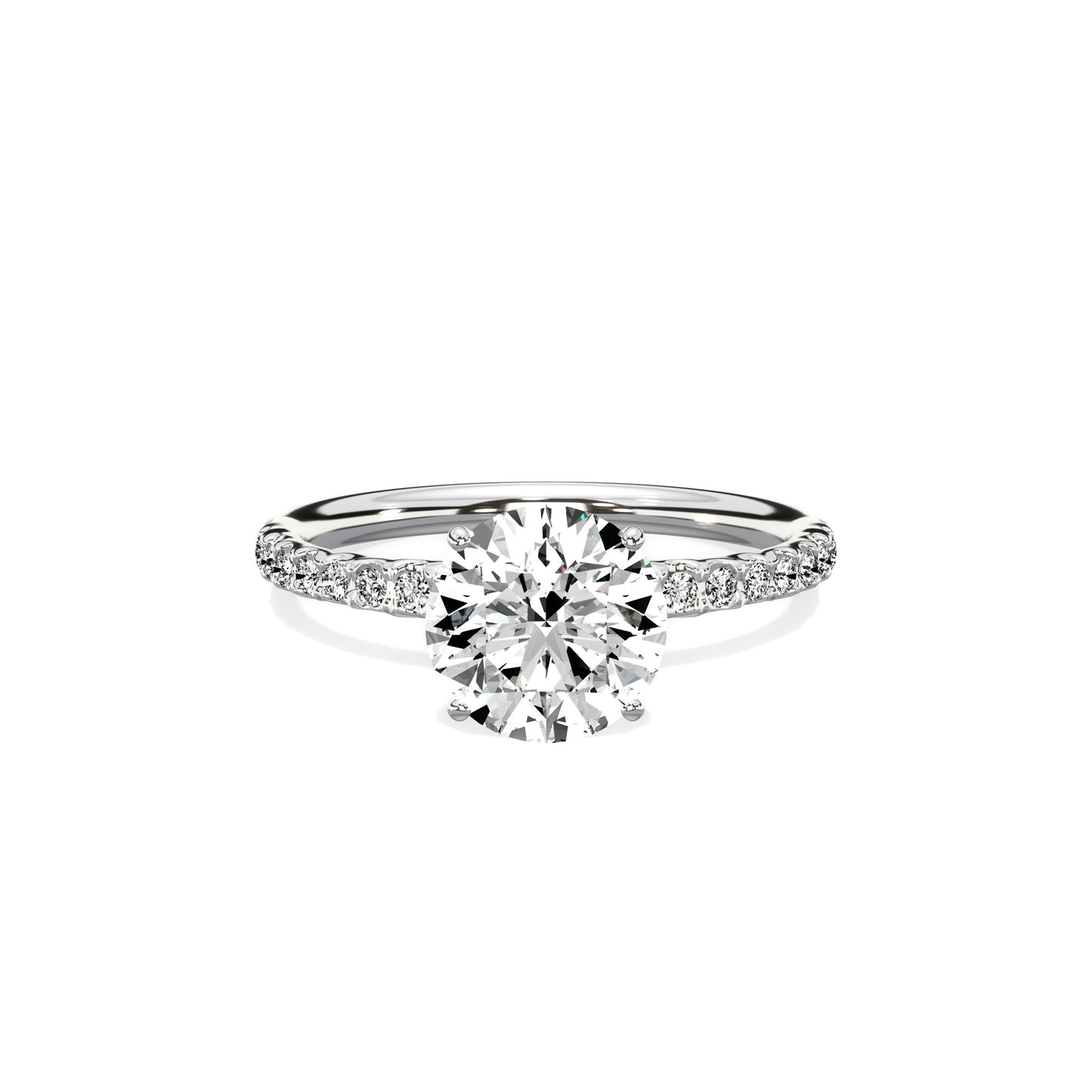 Martini Pave Solitaire Engagement Ring