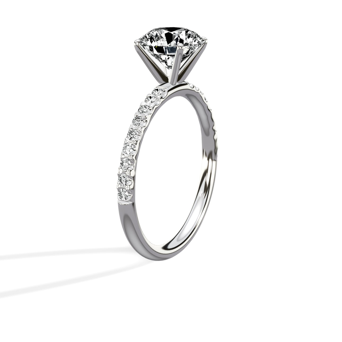 Martini Pave Solitaire Engagement Ring