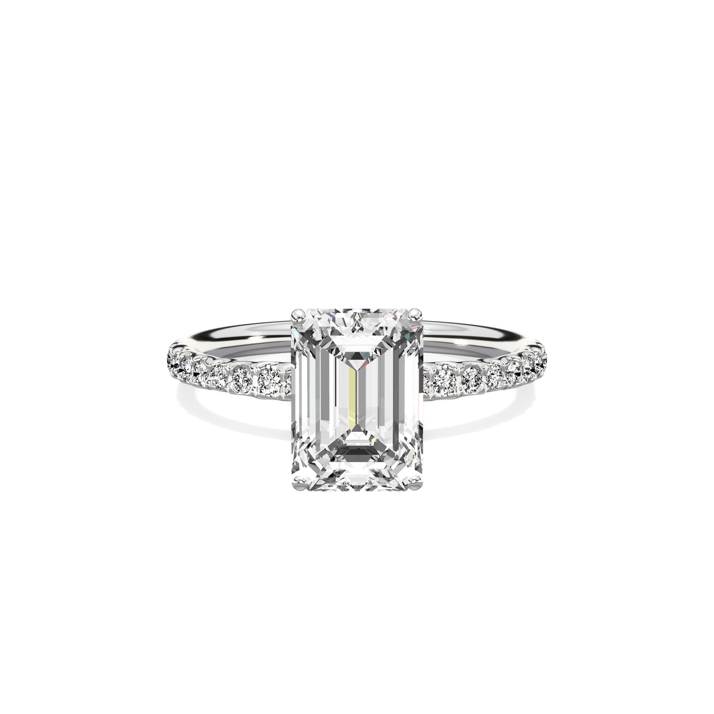 Martini Pave Solitaire Engagement Ring