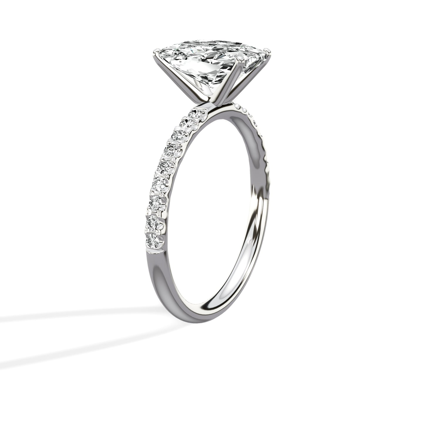 Martini Pave Solitaire Engagement Ring