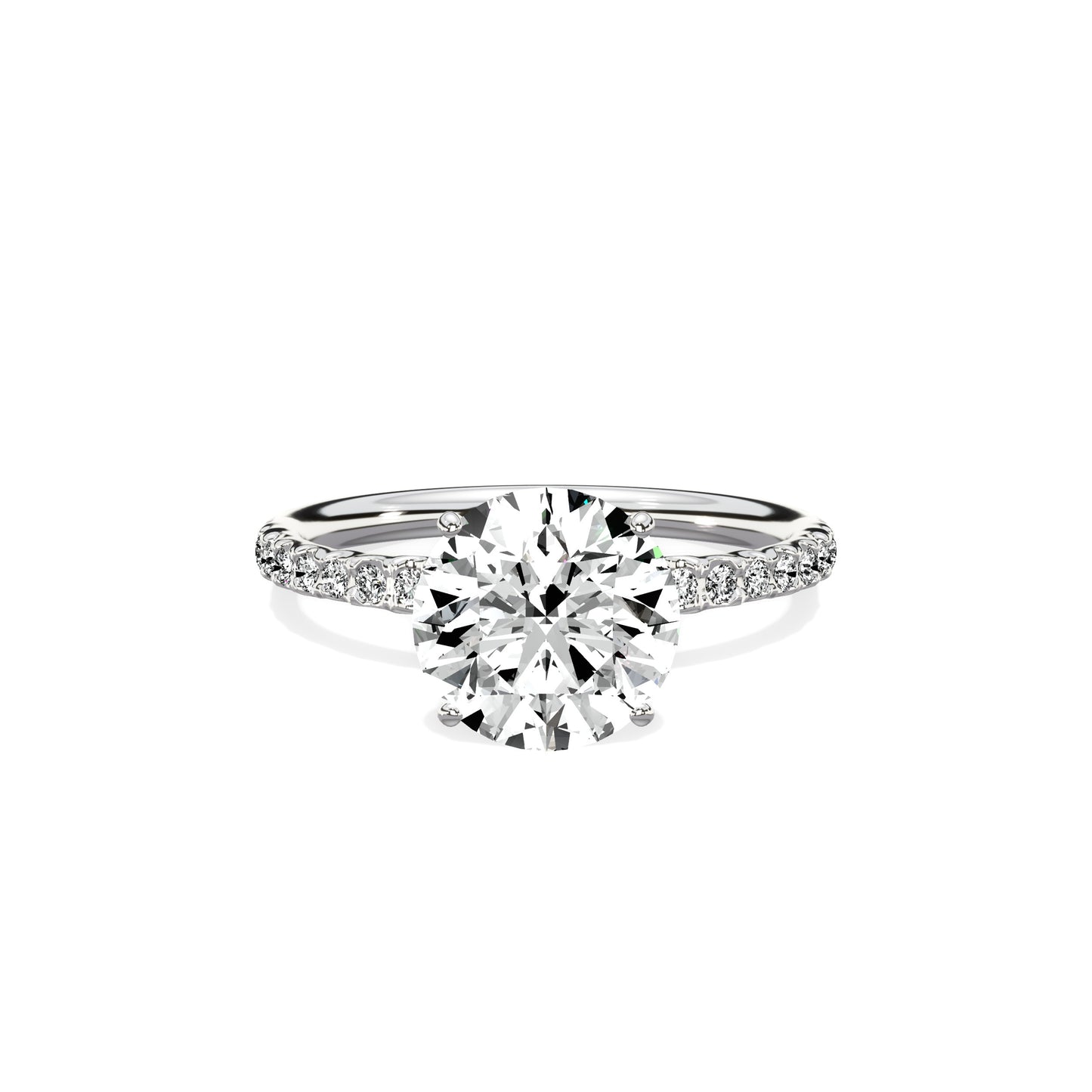 Martini Pave Solitaire Engagement Ring