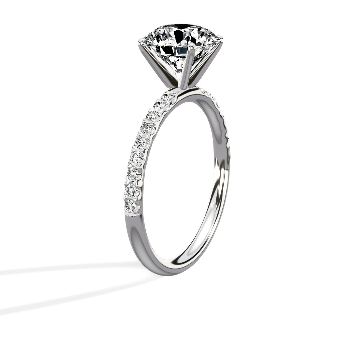 Martini Pave Solitaire Engagement Ring
