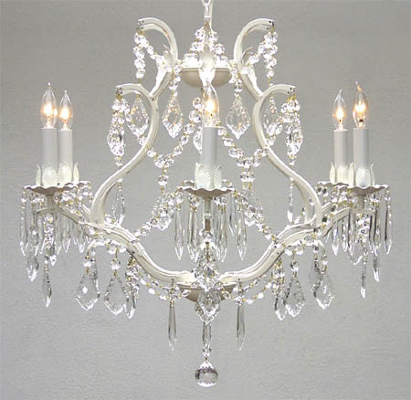 A83-WHITE/3530/6 Wrought Iron Chandelier Chandeliers, Crystal Chandelier, Crystal Chandeliers, Lighting