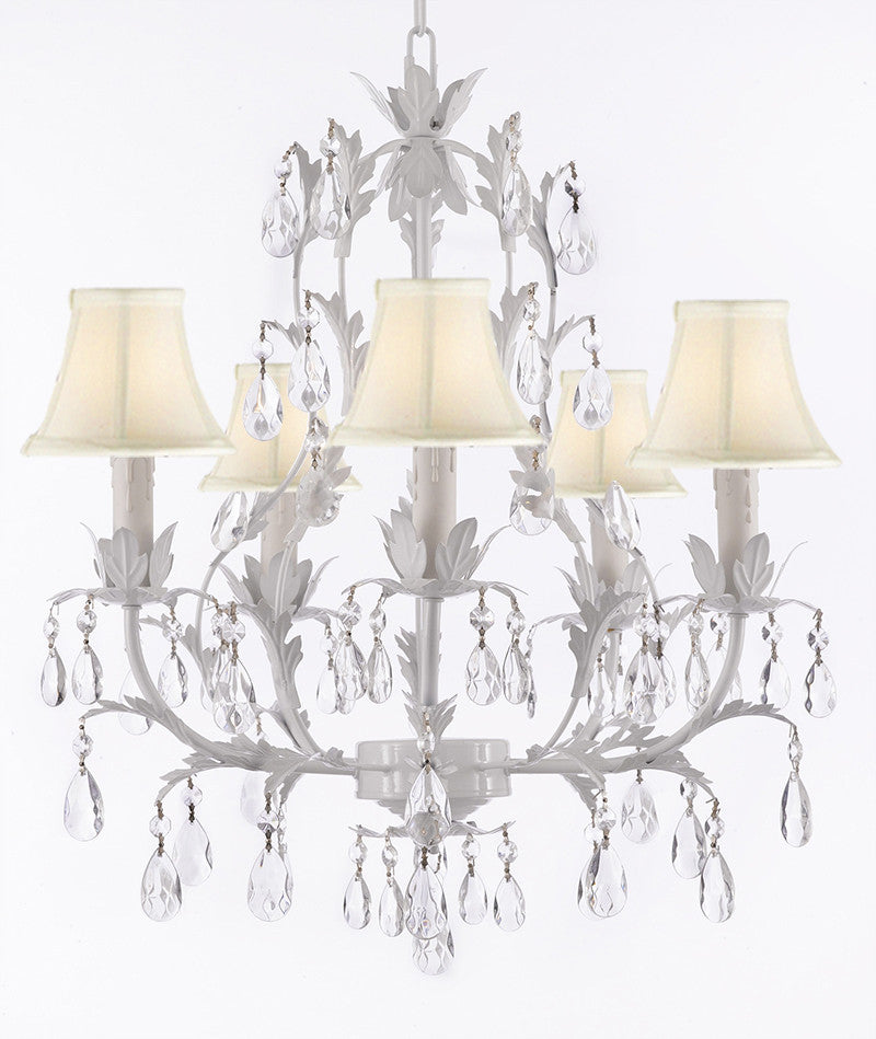 A7-SHADES/407/5 Wrought Iron Chandelier Chandeliers, Crystal Chandelier, Crystal Chandeliers, Lighting