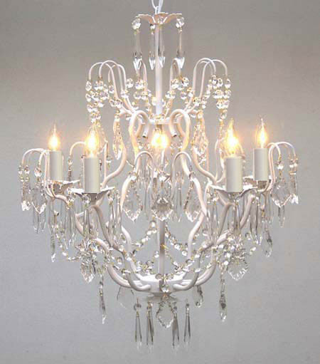 A7-WHITE/C/3033/5 Wrought Iron Chandelier Chandeliers, Crystal Chandelier, Crystal Chandeliers, Lighting