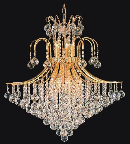 A93-876/14100% CRYSTAL CHANDELIER, this 24K Gold plated Empire chandelier is characteristic of the grand chandeliers which decorated the finest Chateaux and Palaces across Europe and reflects a time 