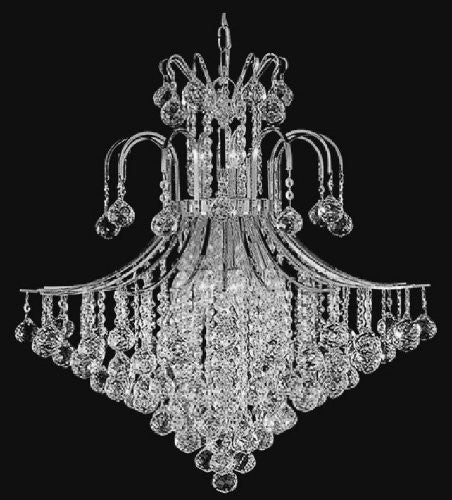 A93-SILVER/876/14100% CRYSTAL CHANDELIER, this silver plated Empire chandelier is characteristic of the grand chandeliers which decorated the finest Chateaux and Palaces across Europe and reflects a 