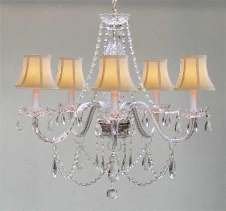 A46-SHADES/384/380/5 Murano Venetian Style  MURANO VENETIAN STYLE ALL-CRYSTAL CHANDELIER!