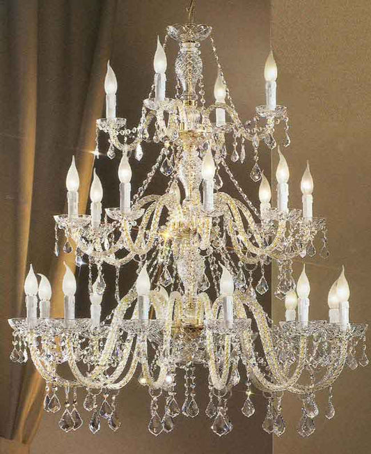 A46-420/12+8+4THIS MAGNIFICENT CHANDELIER IS ALL 100% HAND-BLOWN MURANO VENETIAN CRYSTAL. A flourishing crystal industry did not develop in Europe until the end of the 13th century when Venice became