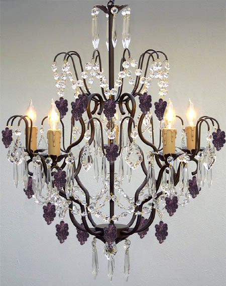 A7-C/3039/5/PURPLE  Wrought Iron Chandelier Chandeliers, Crystal Chandelier, Crystal Chandeliers, Lighting