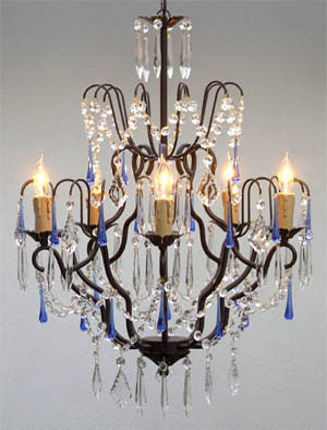 A7-C/3032/5/BLUE  Wrought Iron Chandelier Chandeliers, Crystal Chandelier, Crystal Chandeliers, Lighting