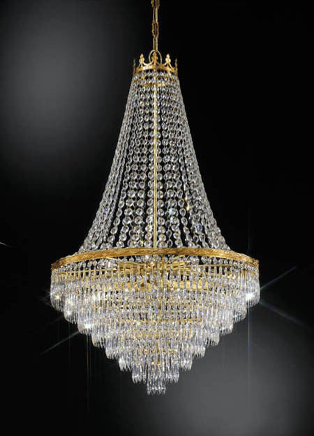 A81-861/9Dressed with 100% crystal, this chandelier is characteristic of the grand chandeliers which decorated the finest Chateaux and Palaces across Europe and reflects a time of class and elegance 