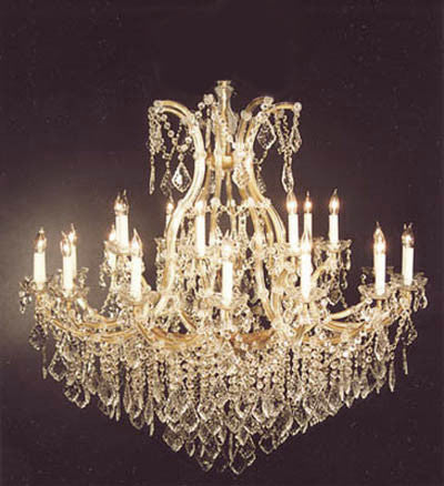 A83-2MT/24+1Maria Theresa 100% Crystal Chandelier. A Great European Tradition. Nothing is quite as elegant as the fine crystal chandeliers that gave sparkle to brilliant evenings at palaces and manor