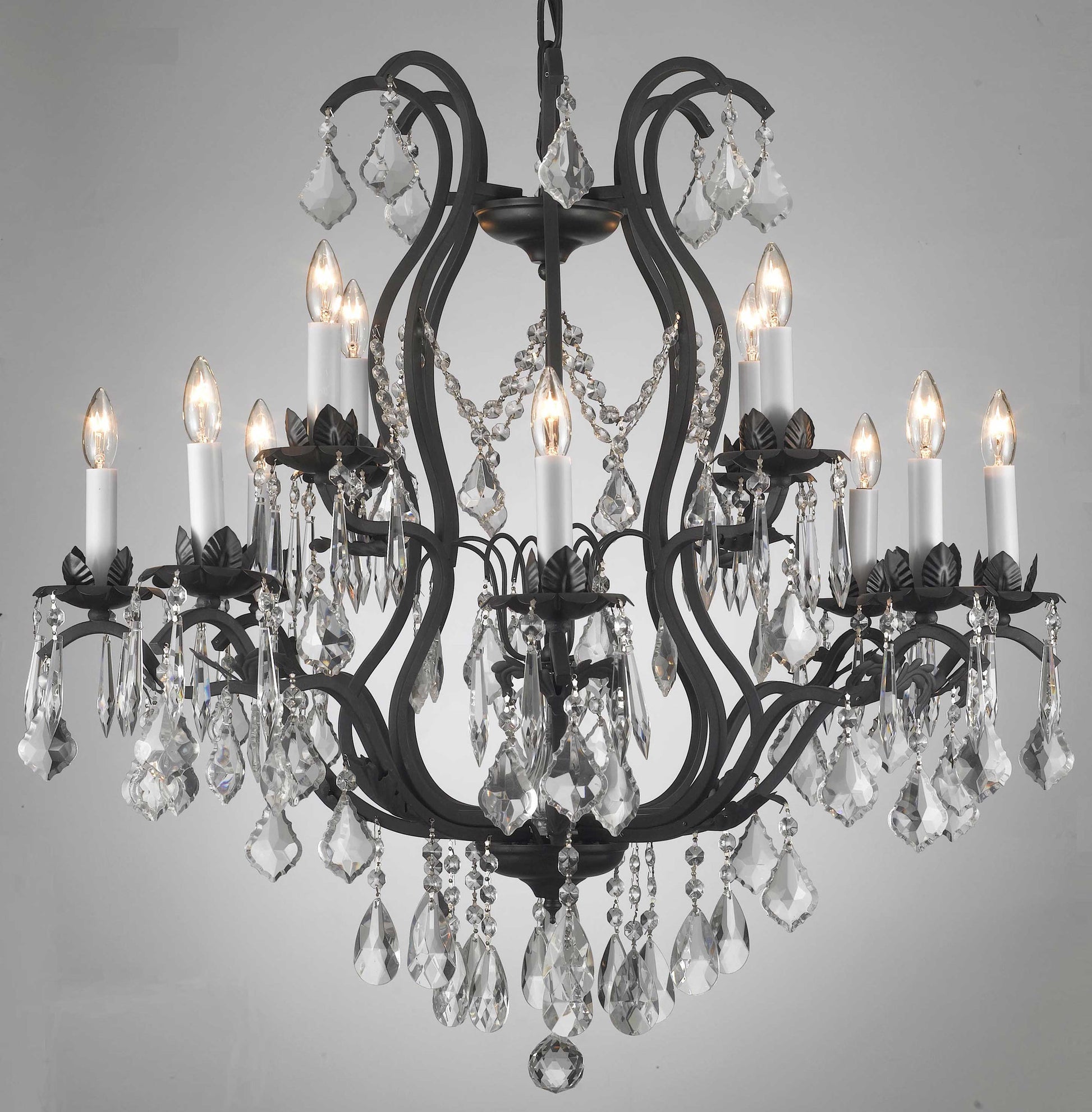 A83-3034/8+4  Wrought Iron Chandelier Chandeliers, Crystal Chandelier, Crystal Chandeliers, Lighting