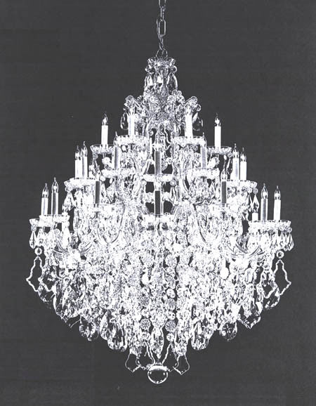 A83-SILVER/651/30+1Maria Theresa 100% Crystal Chandelier. A Great European Tradition. Nothing is quite as elegant as the fine crystal chandeliers that gave sparkle to brilliant evenings at palaces an