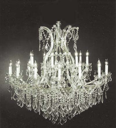 A83-SILVER/2MT/24+1Maria Theresa 100% Crystal Chandelier. A Great European Tradition. Nothing is quite as elegant as the fine crystal chandeliers that gave sparkle to brilliant evenings at palaces an