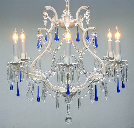 A83-WHITE/3037/6/BLUE  Wrought Iron Chandelier Chandeliers, Crystal Chandelier, Crystal Chandeliers, Lighting