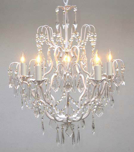 A7-WHITE/C/3033/5  Wrought Iron Chandelier Chandeliers, Crystal Chandelier, Crystal Chandeliers, Lighting